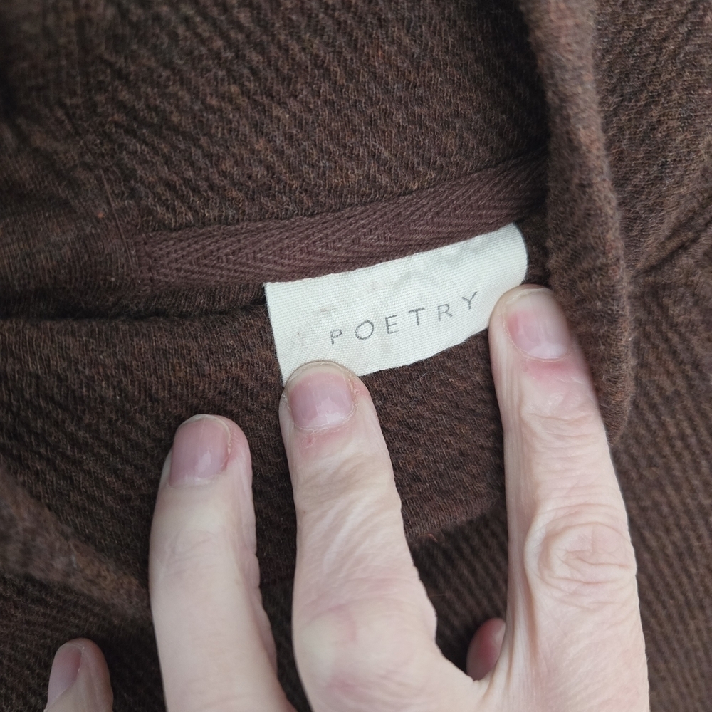 Poetry Brown Cotton Mock Neck Knit Tunic Minimalist Normcore | size 12 - Picture 3 of 6